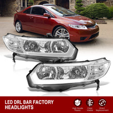 Load image into Gallery viewer, Honda Civic Coupe 2006-2011 LED DRL Bar Factory Style Headlights Chrome Housing Clear Len Clear Reflector

