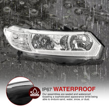 Load image into Gallery viewer, Honda Civic Coupe 2006-2011 LED DRL Bar Factory Style Headlights Chrome Housing Clear Len Clear Reflector
