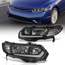 Load image into Gallery viewer, Honda Civic Coupe 2006-2011 Sequential LED DRL Bar Factory Style Headlights Black Housing Clear Len Clear Reflector
