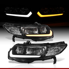Load image into Gallery viewer, Honda Civic Coupe 2006-2011 Sequential LED DRL Bar Factory Style Headlights Black Housing Clear Len Clear Reflector
