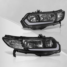 Load image into Gallery viewer, Honda Civic Coupe 2006-2011 Sequential LED DRL Bar Factory Style Headlights Black Housing Clear Len Clear Reflector

