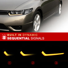 Load image into Gallery viewer, Honda Civic Coupe 2006-2011 Sequential LED DRL Bar Factory Style Headlights Black Housing Clear Len Clear Reflector
