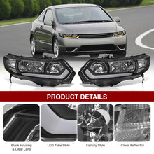 Load image into Gallery viewer, Honda Civic Coupe 2006-2011 Sequential LED DRL Bar Factory Style Headlights Black Housing Clear Len Clear Reflector
