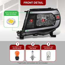 Load image into Gallery viewer, Toyota Tacoma 2005-2011 LED DRL Bar Factory Style Headlights Black Housing Clear Len Clear Reflector
