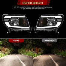 Load image into Gallery viewer, Toyota Tacoma 2005-2011 LED DRL Bar Factory Style Headlights Black Housing Clear Len Clear Reflector

