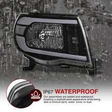 Load image into Gallery viewer, Toyota Tacoma 2005-2011 LED DRL Bar Factory Style Headlights Black Housing Clear Len Clear Reflector
