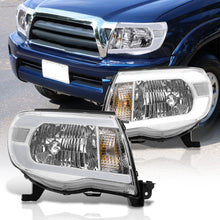Load image into Gallery viewer, Toyota Tacoma 2005-2011 LED DRL Bar Factory Style Headlights Chrome Housing Clear Len Clear Reflector

