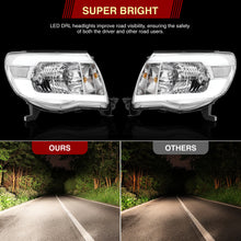 Load image into Gallery viewer, Toyota Tacoma 2005-2011 LED DRL Bar Factory Style Headlights Chrome Housing Clear Len Clear Reflector
