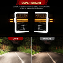 Load image into Gallery viewer, Ford F250 F350 F450 F550 Super Duty 2008-2010 Sequential LED DRL Bar Factory Style Headlights Black Housing Clear Len Clear Reflector
