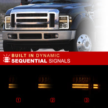 Load image into Gallery viewer, Ford F250 F350 F450 F550 Super Duty 2008-2010 Sequential LED DRL Bar Factory Style Headlights Black Housing Clear Len Clear Reflector
