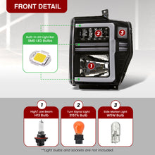 Load image into Gallery viewer, Ford F250 F350 F450 F550 Super Duty 2008-2010 Sequential LED DRL Bar Factory Style Headlights Black Housing Clear Len Clear Reflector
