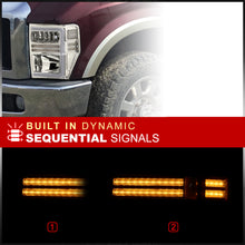 Load image into Gallery viewer, Ford F250 F350 F450 F550 Super Duty 2008-2010 Sequential LED DRL Bar Factory Style Headlights Chrome Housing Clear Len Clear Reflector
