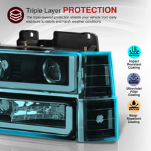 Load image into Gallery viewer, GMC C/K 1500 2500 3500 1994-2000 LED DRL Bar Projector Headlights + Bumpers + Corners Black Housing Clear Len Clear Reflector
