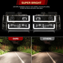 Load image into Gallery viewer, GMC C/K 1500 2500 3500 1994-2000 LED DRL Bar Projector Headlights + Bumpers + Corners Black Housing Clear Len Clear Reflector
