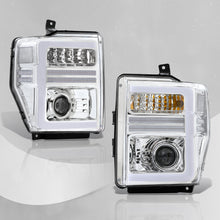Load image into Gallery viewer, Ford F250 F350 F450 F550 Super Duty 2008-2010 Sequential LED DRL Bar Projector Headlights Chrome Housing Clear Len Clear Reflector
