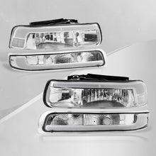 Load image into Gallery viewer, Chevrolet Silverado 1999-2002 / Suburban Tahoe 2000-2006 LED DRL Bar Factory Style Headlights + Bumpers Chrome Housing Clear Len Clear Reflector
