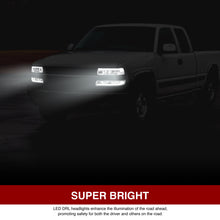 Load image into Gallery viewer, Chevrolet Silverado 1999-2002 / Suburban Tahoe 2000-2006 LED DRL Bar Factory Style Headlights + Bumpers Chrome Housing Clear Len Clear Reflector
