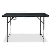 Load image into Gallery viewer, AJP Distributors 4FT Portable Plastic Folding Table Half Foldable Heavy Duty w/ Carry Handle (Black) - Indoor Outdoor Backyard Camping Picnic Birthday BBQ Party Wedding Dining Office Event Meeting
