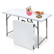 Load image into Gallery viewer, AJP Distributors 4FT Portable Plastic Folding Table Half Foldable Heavy Duty w/ Carry Handle (White) - Indoor Outdoor Backyard Camping Picnic Birthday BBQ Party Wedding Dining Office Event Meeting
