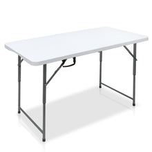 Load image into Gallery viewer, AJP Distributors 4FT Portable Plastic Folding Table Half Foldable Heavy Duty w/ Carry Handle (White) - Indoor Outdoor Backyard Camping Picnic Birthday BBQ Party Wedding Dining Office Event Meeting
