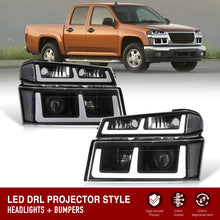 Load image into Gallery viewer, Chevrolet Colorado 2004-2012 LED DRL Bar Projector Headlights + Bumpers Black Housing Clear Len Clear Reflector
