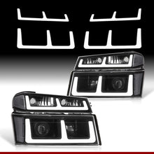 Load image into Gallery viewer, Chevrolet Colorado 2004-2012 LED DRL Bar Projector Headlights + Bumpers Black Housing Clear Len Clear Reflector
