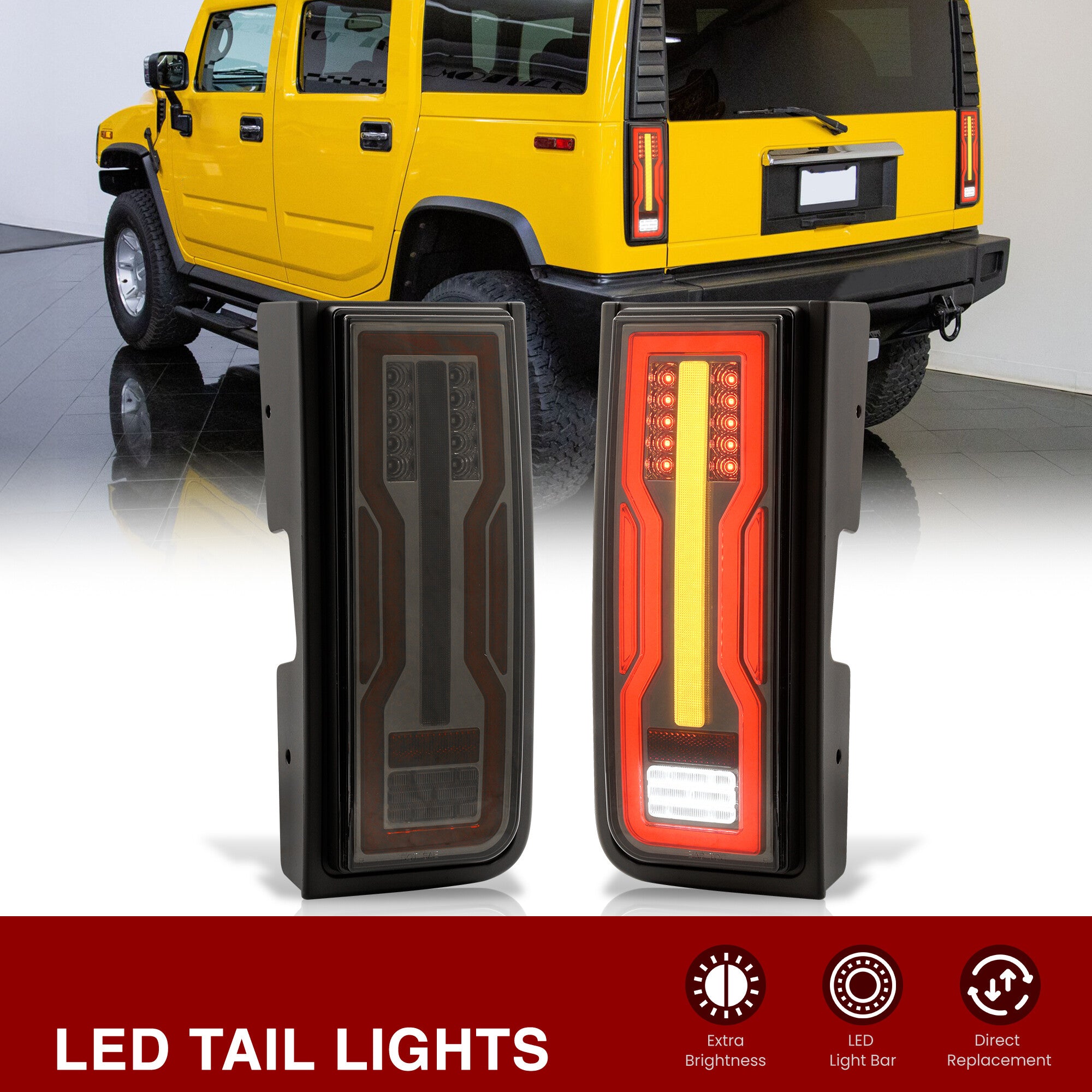 Jeu Feux Position Latéraux à LED Fumés Pour Hummer H2 2003-2009 - Style Smoke, Avant/arrière
