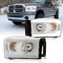 Load image into Gallery viewer, Dodge Ram 1500 2006-2008 / Ram 2500 3500 2006-2009 LED DRL Bar Factory Style Headlights White Housing Clear Len Clear Reflector
