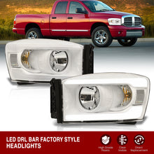 Load image into Gallery viewer, Dodge Ram 1500 2006-2008 / Ram 2500 3500 2006-2009 LED DRL Bar Factory Style Headlights White Housing Clear Len Clear Reflector
