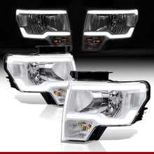 Load image into Gallery viewer, Ford F150 2009-2014 LED DRL Bar Factory Style Headlights White Housing Clear Len Clear Reflector (Halogen Models Only)
