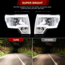Load image into Gallery viewer, Ford F150 2009-2014 LED DRL Bar Factory Style Headlights White Housing Clear Len Clear Reflector (Halogen Models Only)

