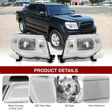 Load image into Gallery viewer, Toyota Tacoma 2005-2011 LED DRL Bar Factory Style Headlights White Housing Clear Len Clear Reflector
