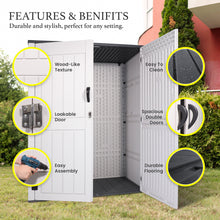 Load image into Gallery viewer, AJP Distributors 4.4ft x 2.3ft 52 Cu Ft Outdoor Storage Shed, Waterproof Resin Horizontal Storage Box w/ Lid &amp; Lockable Doors for Backyard Garden Patio Pool - Bike Cushion Garbage Can Tools Lawn Mower
