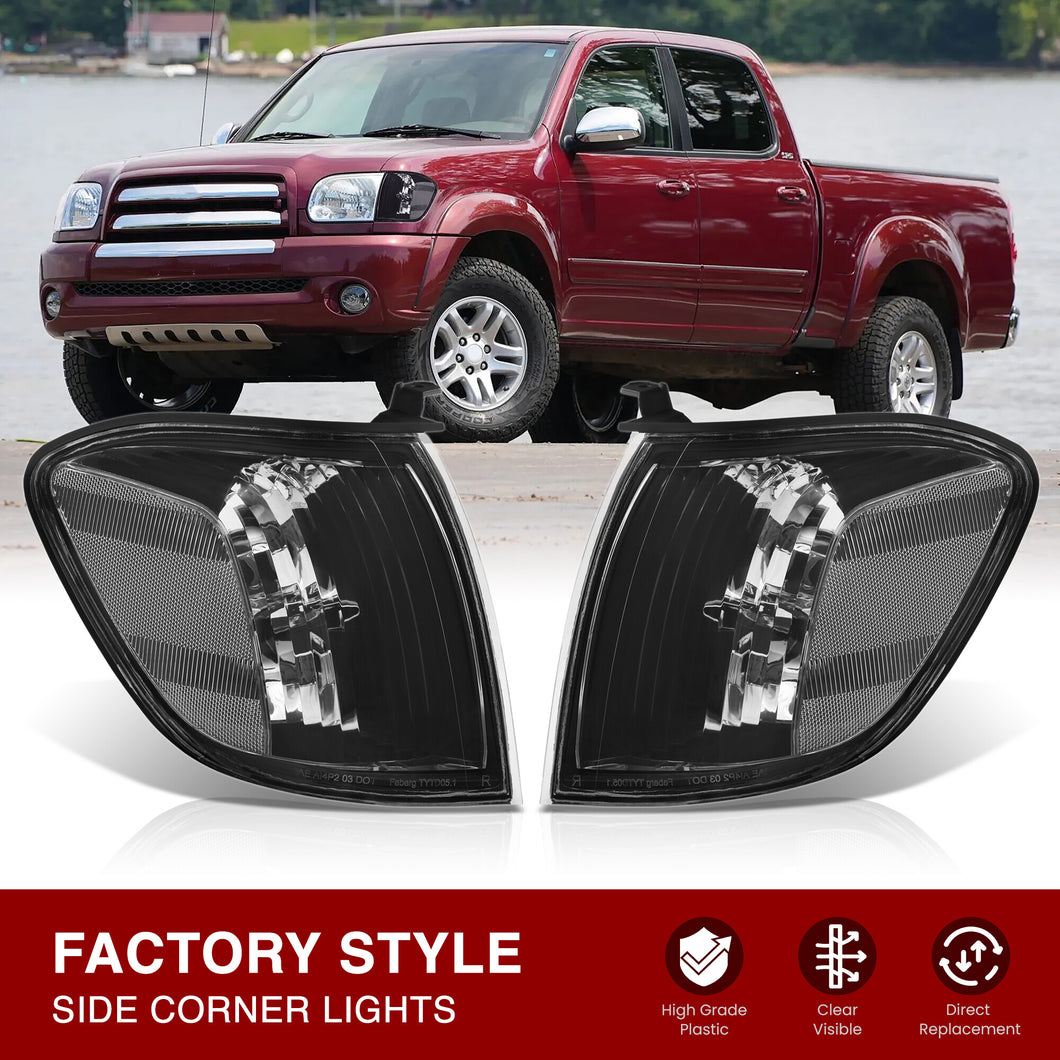 Toyota Tundra (Double Cab / 4 Door Models Only) 2005-2006 / Sequoia 2005-2007 Factory Style Corners Black Housing Clear Len Clear Reflector