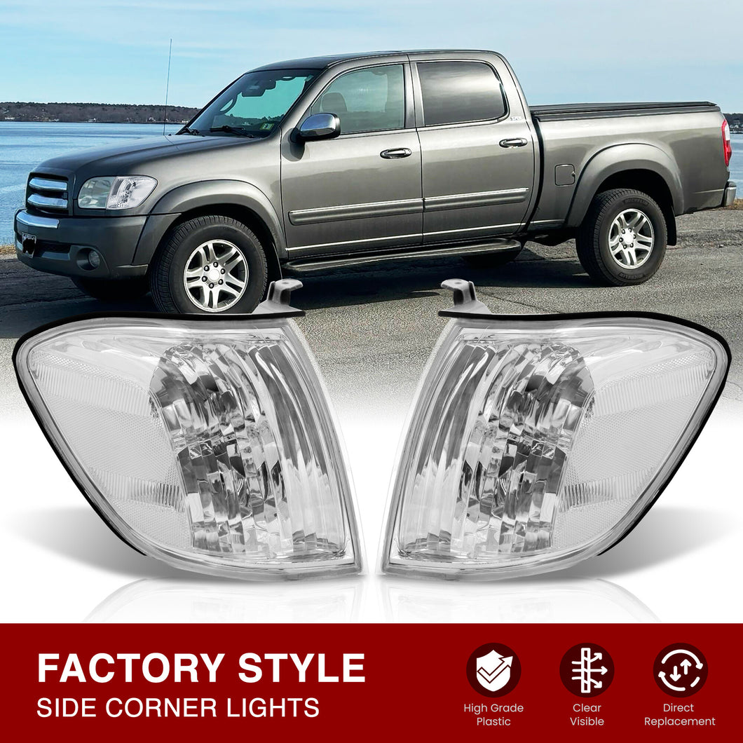 Toyota Tundra (Double Cab / 4 Door Models Only) 2005-2006 / Sequoia 2005-2007 Factory Style Corners Chrome Housing Clear Len Clear Reflector