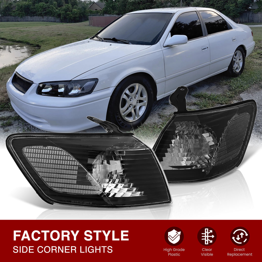 Toyota Camry 2000-2001 Factory Style Corners Black Housing Clear Len Clear Reflector