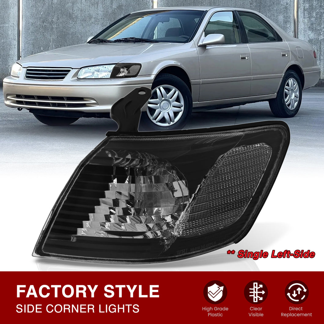 Toyota Camry 2000-2001 Factory Style Corner Light Left Driver Side Black Housing Clear Len Clear Reflector