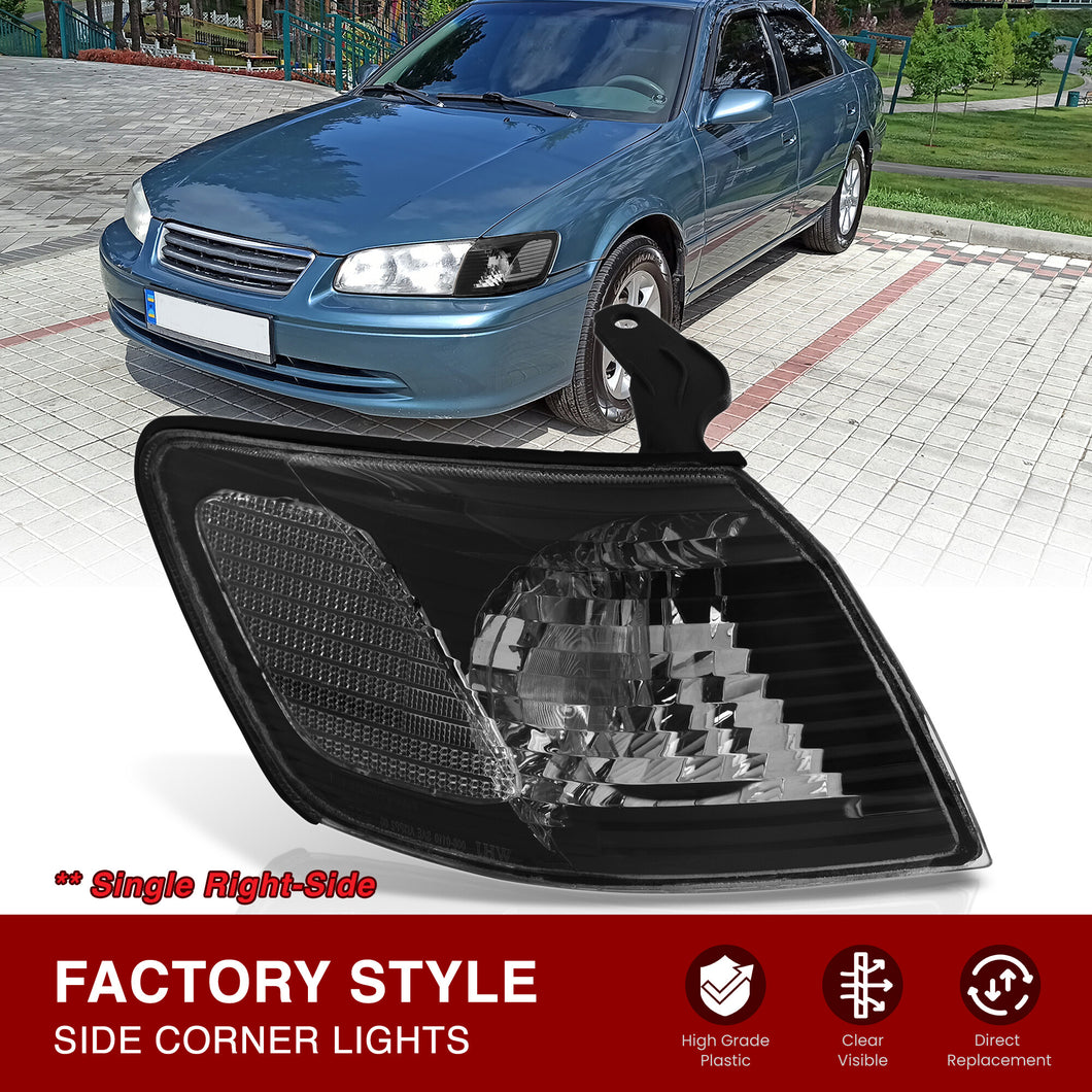 Toyota Camry 2000-2001 Factory Style Corner Light Right Passenger Side Black Housing Clear Len Clear Reflector