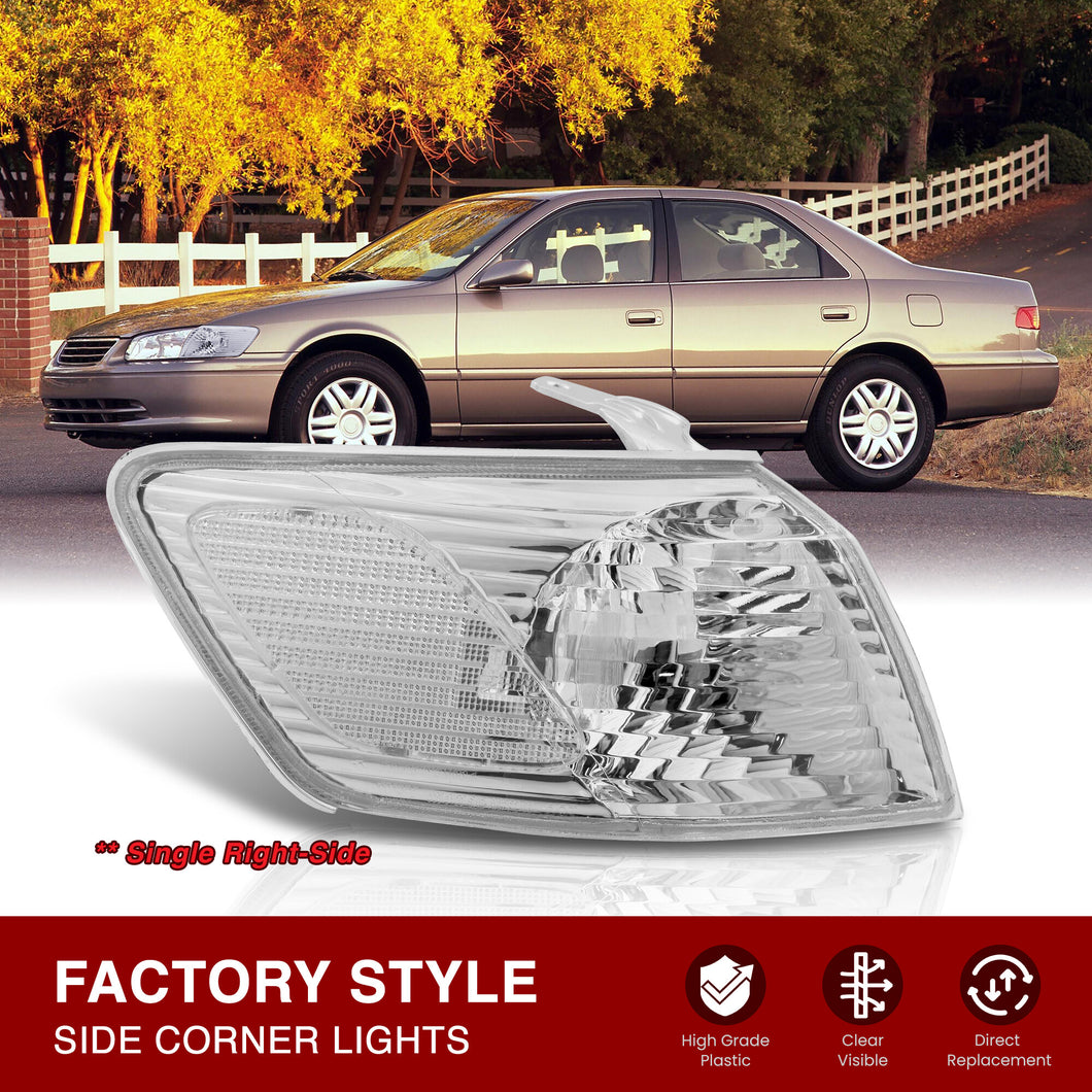 Toyota Camry 2000-2001 Factory Style Corner Light Right Passenger Side Chrome Housing Clear Len Clear Reflector