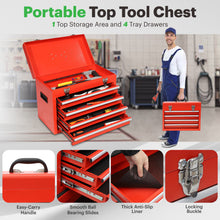 Load image into Gallery viewer, 5-Drawer Rolling Toolbox Chest Organizer, Garage Storage Cabinets Lockable Wheels &amp; Sliding Drawers &amp; Detachable Top &amp; Adjustable Shelf, Tool Box Organizers and Storage for Garage Workshop - Red
