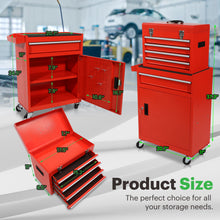 Load image into Gallery viewer, 5-Drawer Rolling Toolbox Chest Organizer, Garage Storage Cabinets Lockable Wheels &amp; Sliding Drawers &amp; Detachable Top &amp; Adjustable Shelf, Tool Box Organizers and Storage for Garage Workshop - Red
