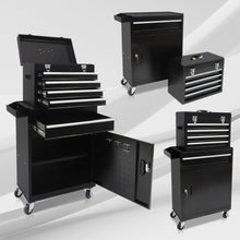 Load image into Gallery viewer, 5-Drawer Rolling Toolbox Chest Organizer, Garage Storage Cabinets Lockable Wheels &amp; Sliding Drawers &amp; Detachable Top &amp; Adjustable Shelf, Tool Box Organizers and Storage for Garage Workshop - Black
