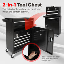 Load image into Gallery viewer, 5-Drawer Rolling Toolbox Chest Organizer, Garage Storage Cabinets Lockable Wheels &amp; Sliding Drawers &amp; Detachable Top &amp; Adjustable Shelf, Tool Box Organizers and Storage for Garage Workshop - Black
