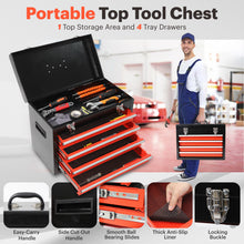 Load image into Gallery viewer, 5-Drawer Rolling Toolbox Chest Organizer, Garage Storage Cabinets Lockable Wheels &amp; Sliding Drawers &amp; Detachable Top &amp; Adjustable Shelf, Tool Box Organizers and Storage for Garage Workshop - Black/Red
