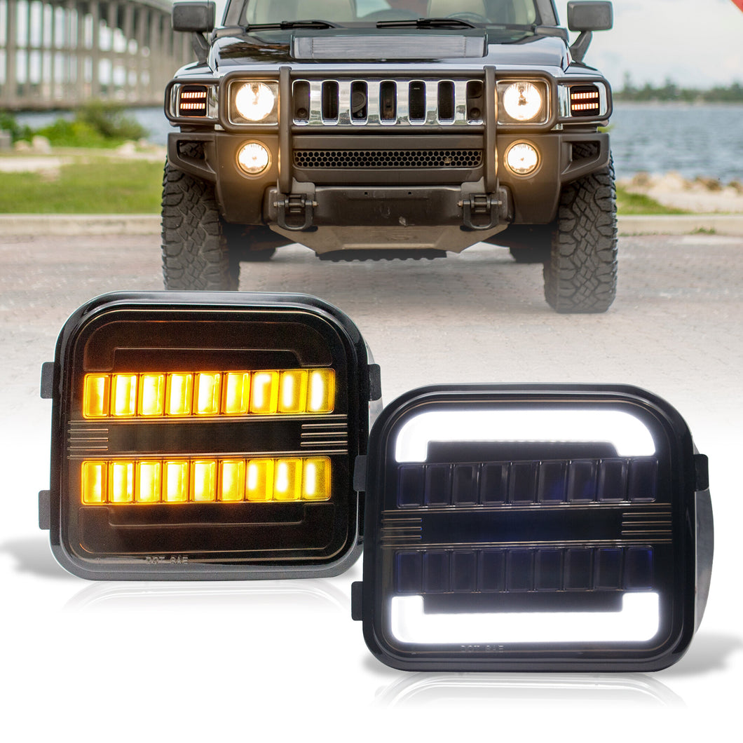 Hummer H3 2006-2010 Sequential LED Turn Signal Light(Amber) LED Parking Light(White) Smoked Lens