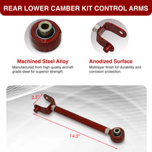 Load image into Gallery viewer, Mazda Miata MX-5 2016-2024 Rear Lower &amp; Upper Adjustable Camber Kit Traction &amp; Toe Control Arms Set Red
