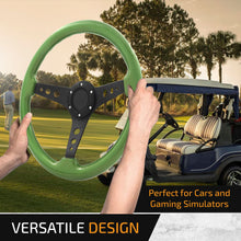 Load image into Gallery viewer, Universal 350mm Wood Grain Style Aluminum Steering Wheel Black Center Green Wood
