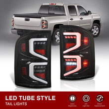 Load image into Gallery viewer, Chevrolet Silverado 2007-2013 Sequential LED Bar Tail Lights Black Housing Clear Len White Tube
