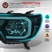 Load image into Gallery viewer, Toyota Tacoma 2012-2015 LED DRL Bar Projector Headlights Black Housing Clear Len Clear Reflector Sequential
