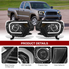 Load image into Gallery viewer, Toyota Tacoma 2012-2015 LED DRL Bar Projector Headlights Black Housing Clear Len Clear Reflector Sequential
